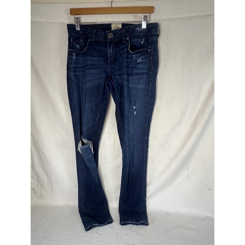 Dylan George Jeans Womens 30 Ring Spun Dark Distressed Low Rise Cara Skinny Pant